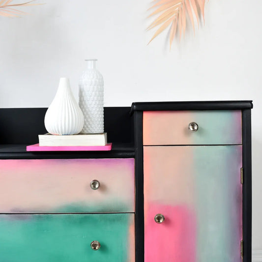 The Dawn Pastel Abstract Mid Century Sideboard