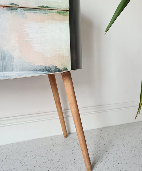 Vinterior X Farrow & Ball Mid Century Abstract Chest Of Drawers
