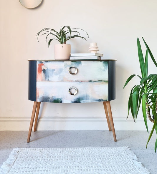 Vinterior X Farrow & Ball Mid Century Abstract Chest Of Drawers