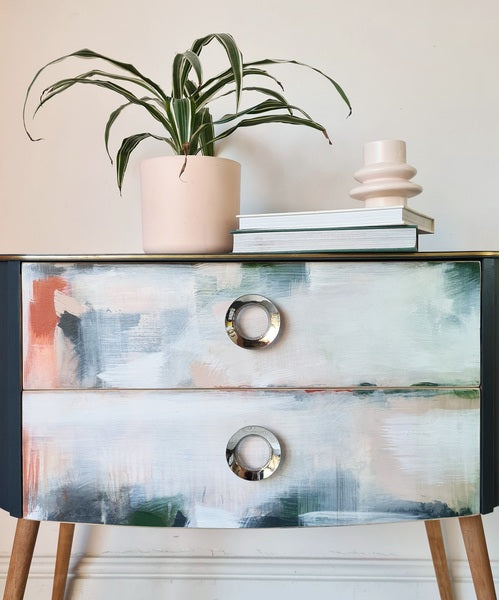 Vinterior X Farrow & Ball Mid Century Abstract Chest Of Drawers