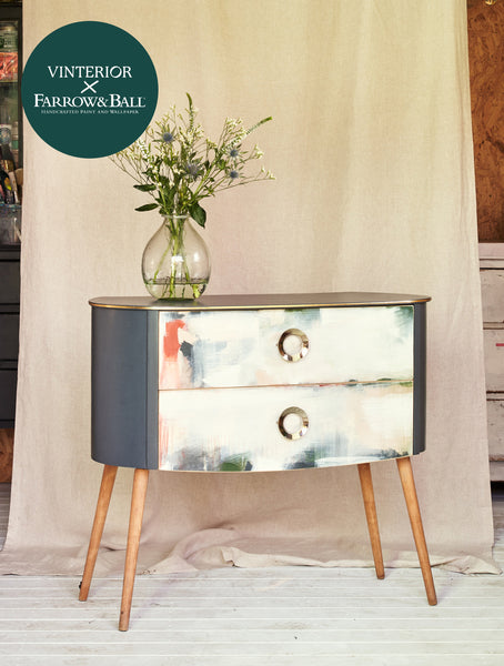 Vinterior X Farrow & Ball Mid Century Abstract Chest Of Drawers