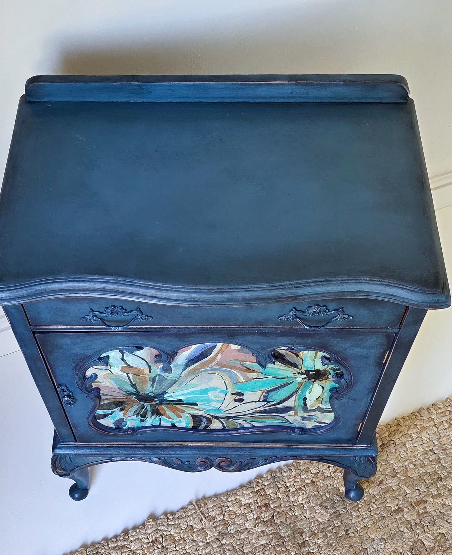 'The Irene' Hand-painted Floral Glass Drinks Cabinet