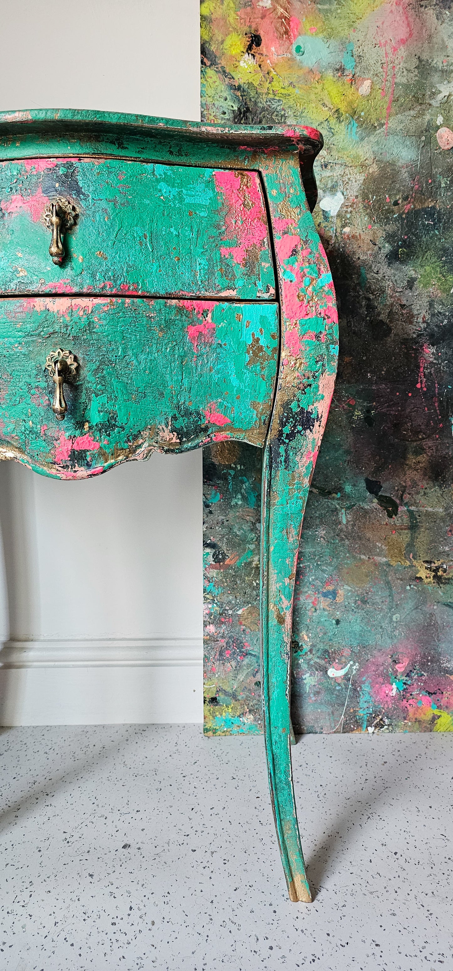 The Bombe Hand-painted Textured Chest of Drawers