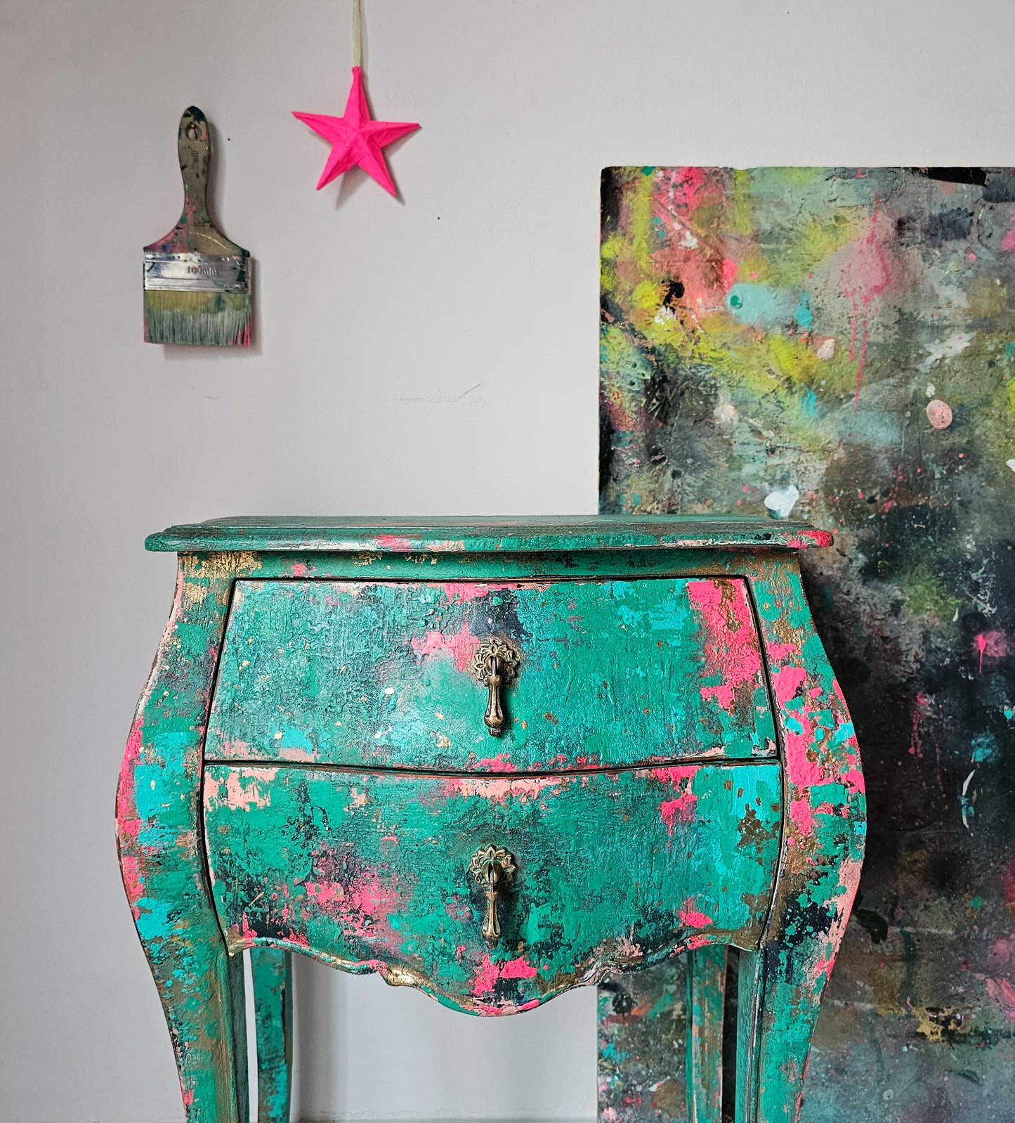 The Bombe Hand-painted Textured Chest of Drawers