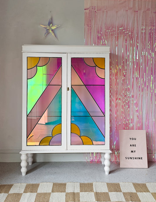 The Sunshine Art Deco Stained Coloured Glass Cabinet
