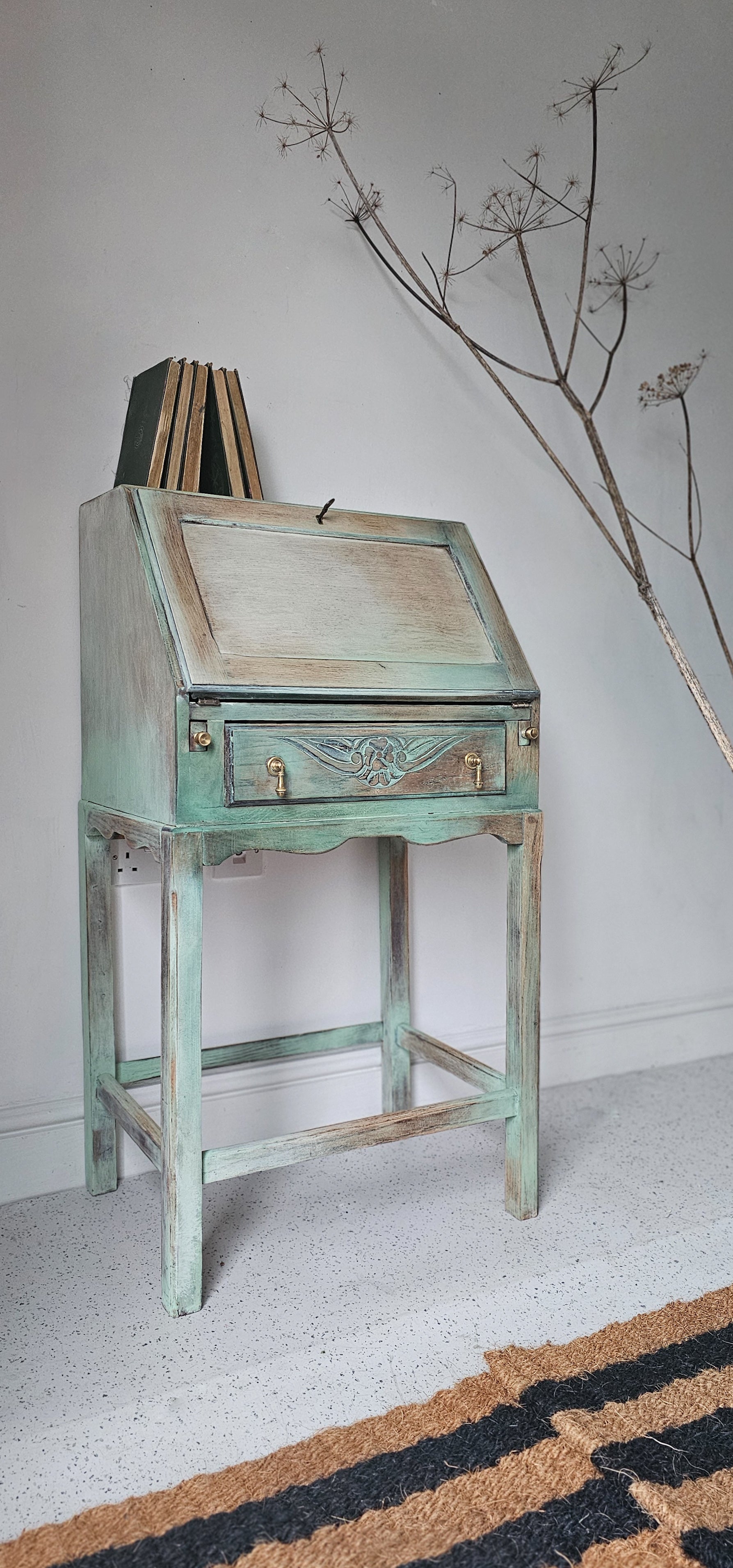 Rustic Bureau The Sharon Rustic Floral Oak Bureau – Chloe Kempster
