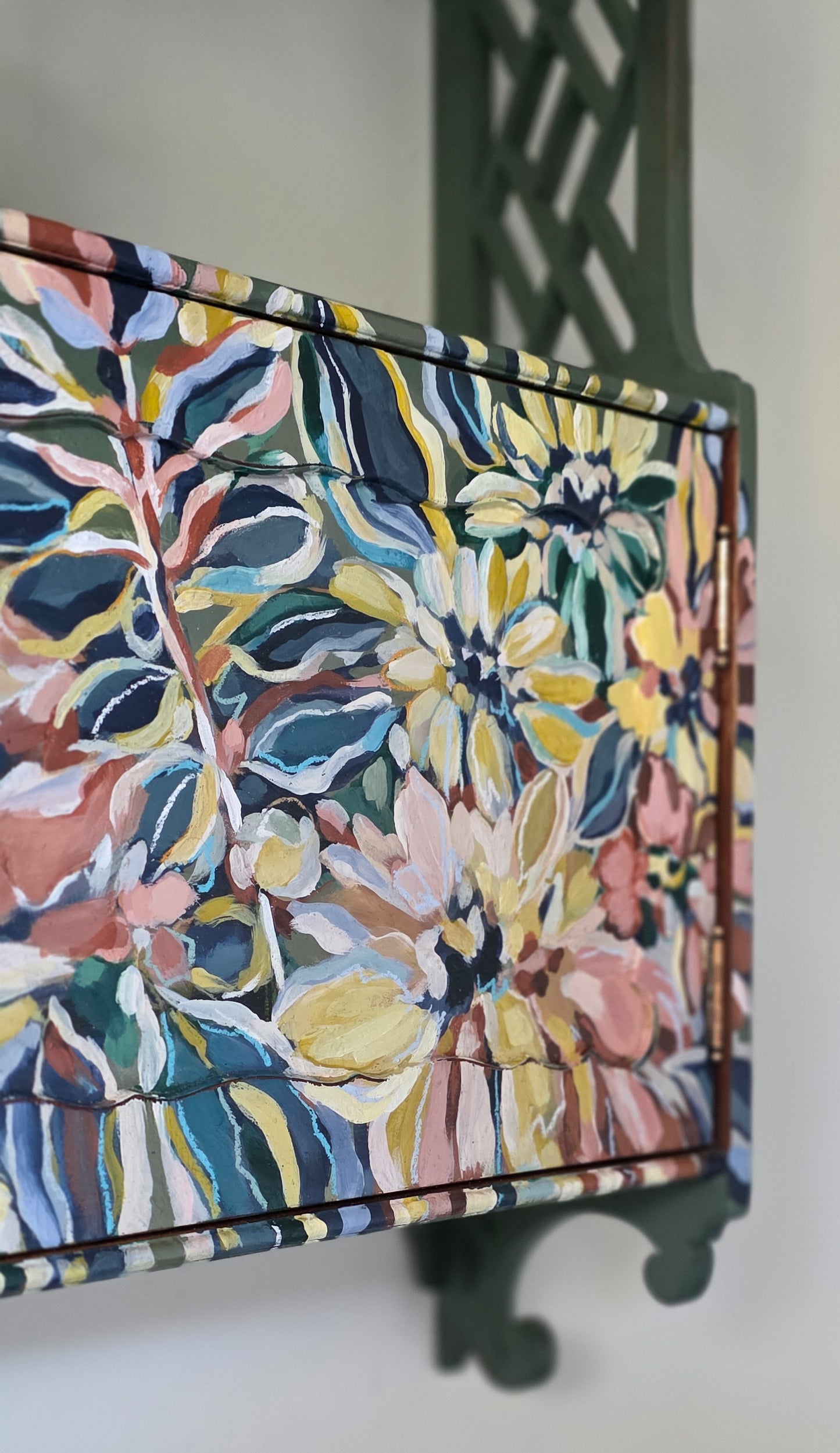 The Rosa Hand painted Floral Wall Cabinet