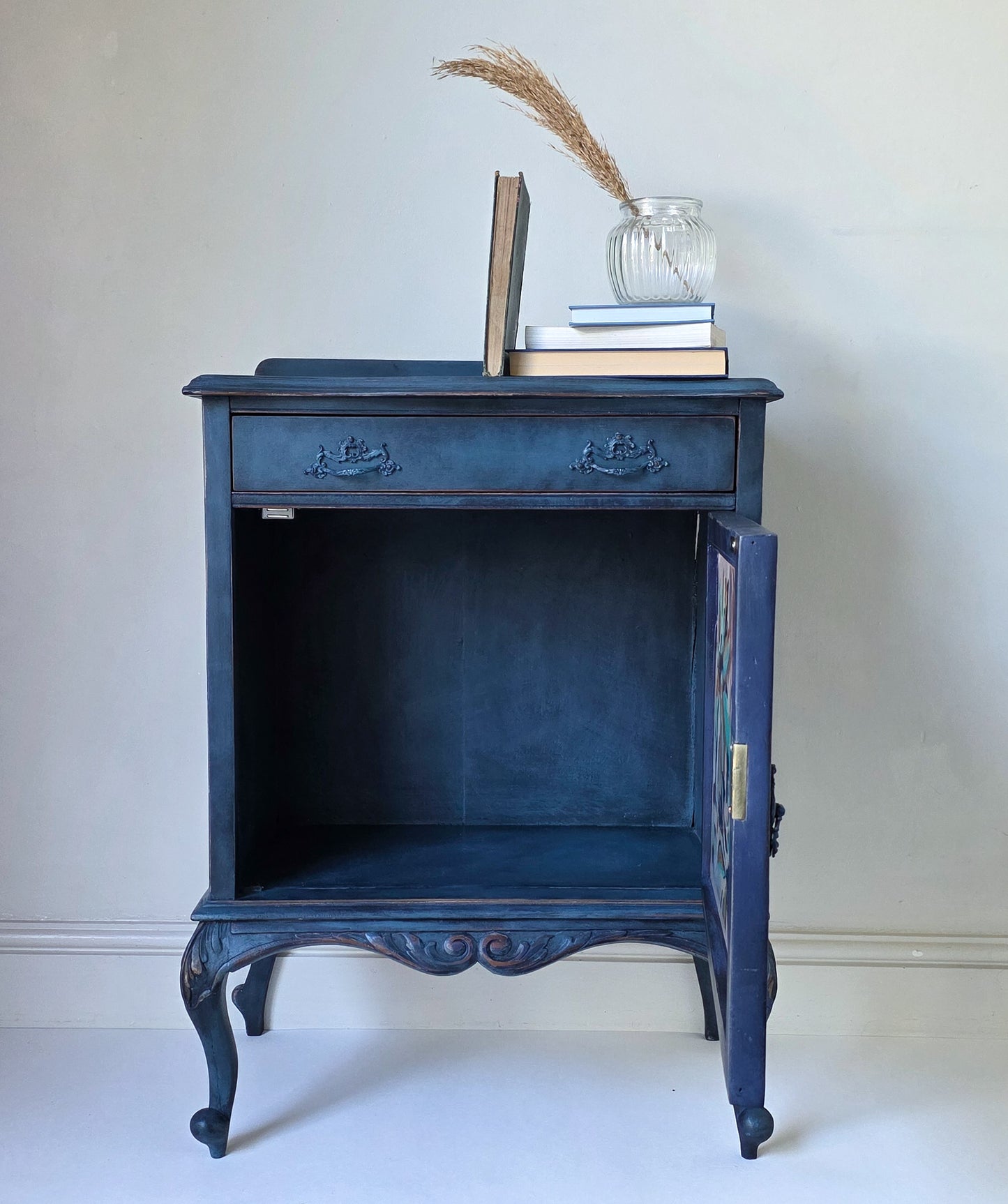 'The Irene' Hand-painted Floral Glass Drinks Cabinet
