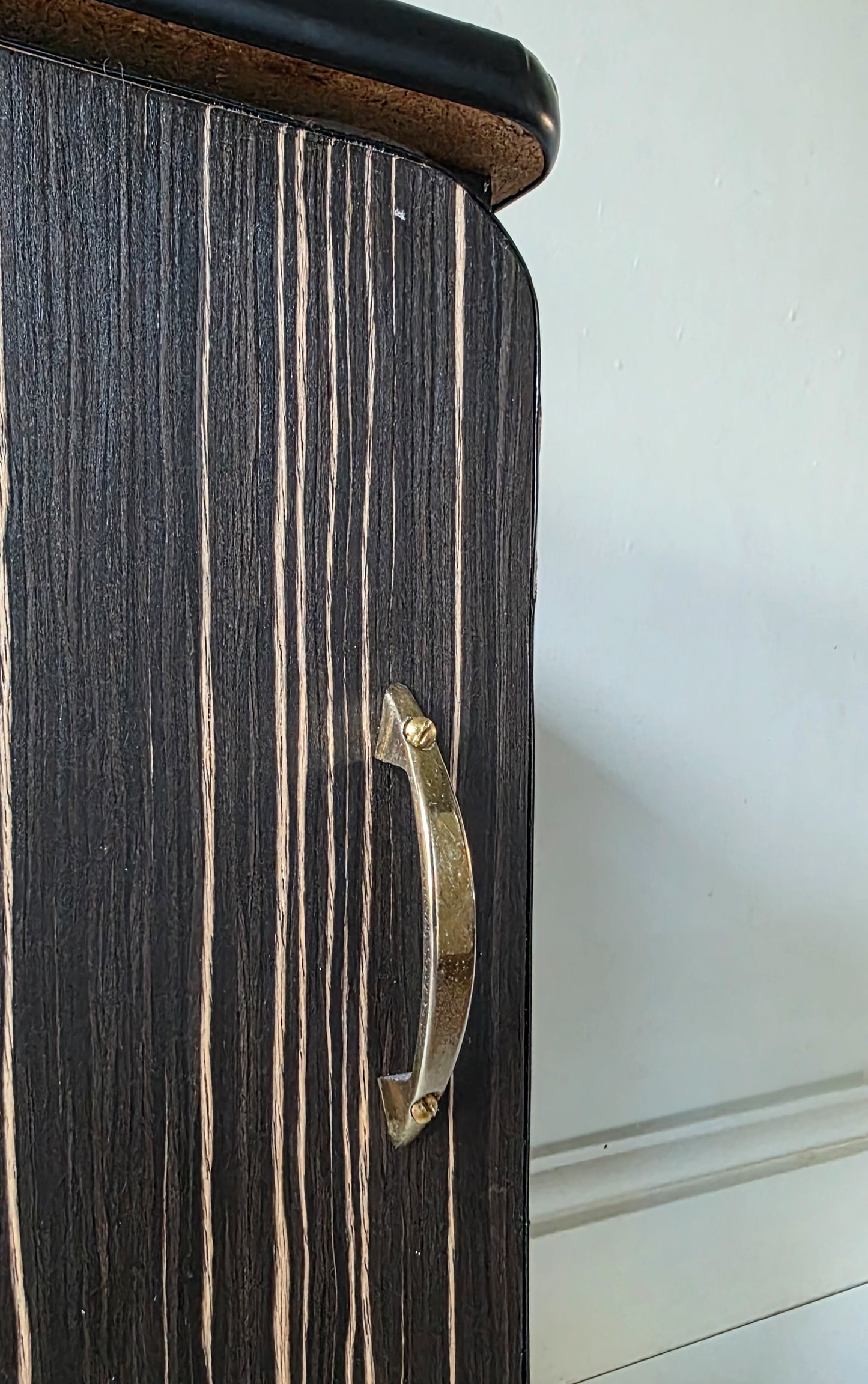 The Pinstripe Pair of Mid Century Veneer Bedside Cabinets