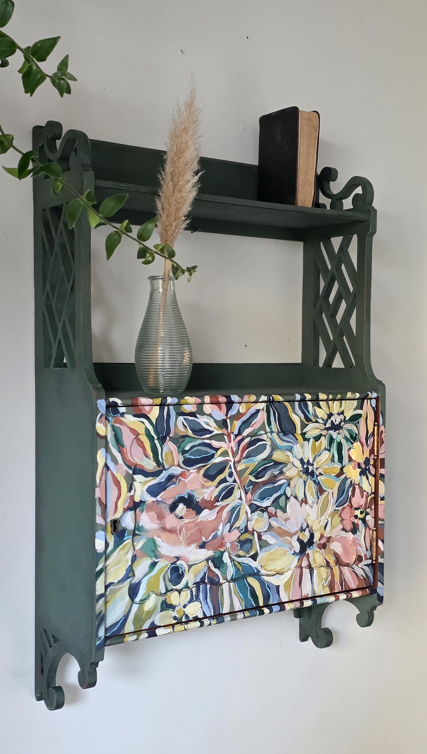 The Rosa Hand painted Floral Wall Cabinet