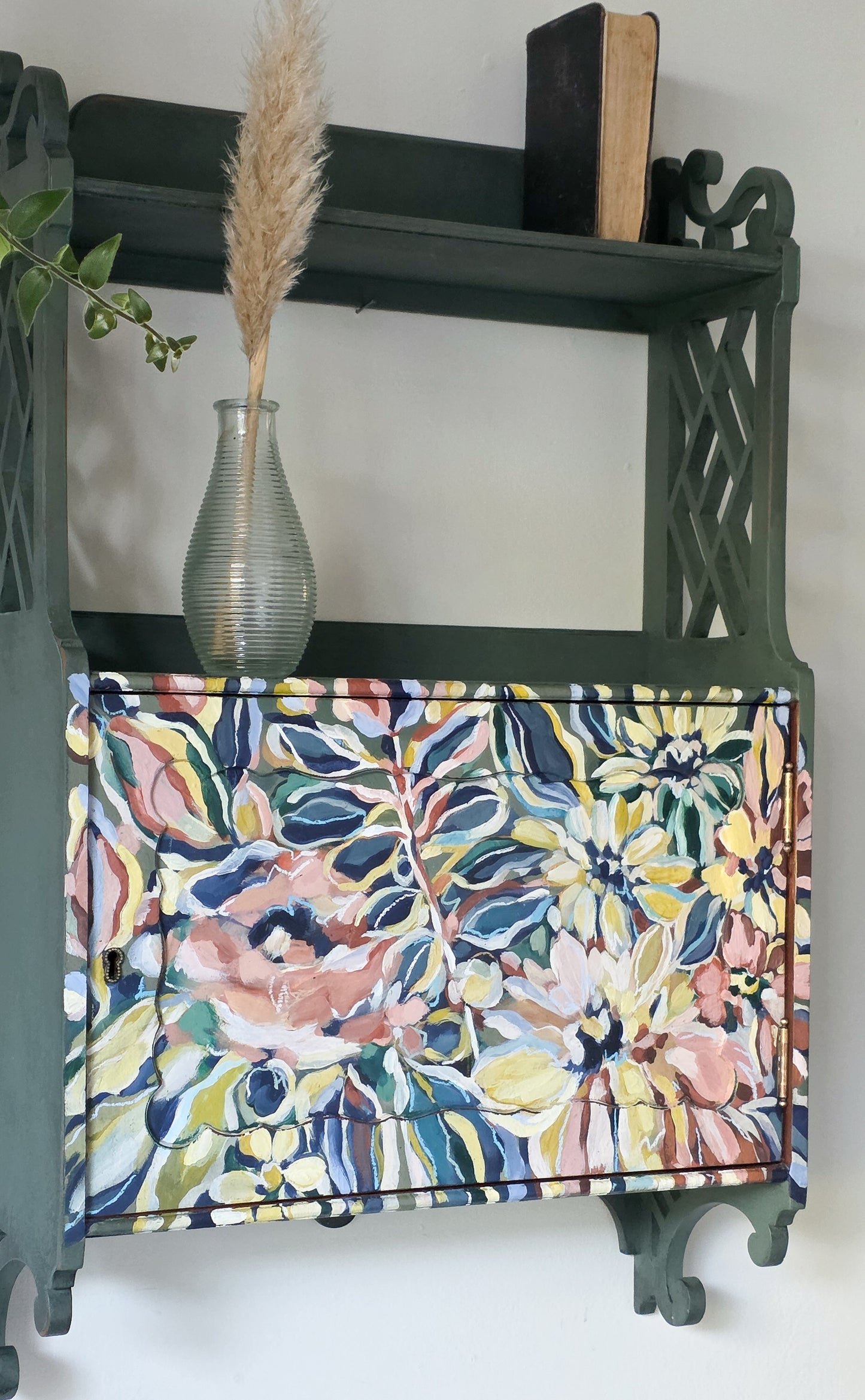 The Rosa Hand painted Floral Wall Cabinet