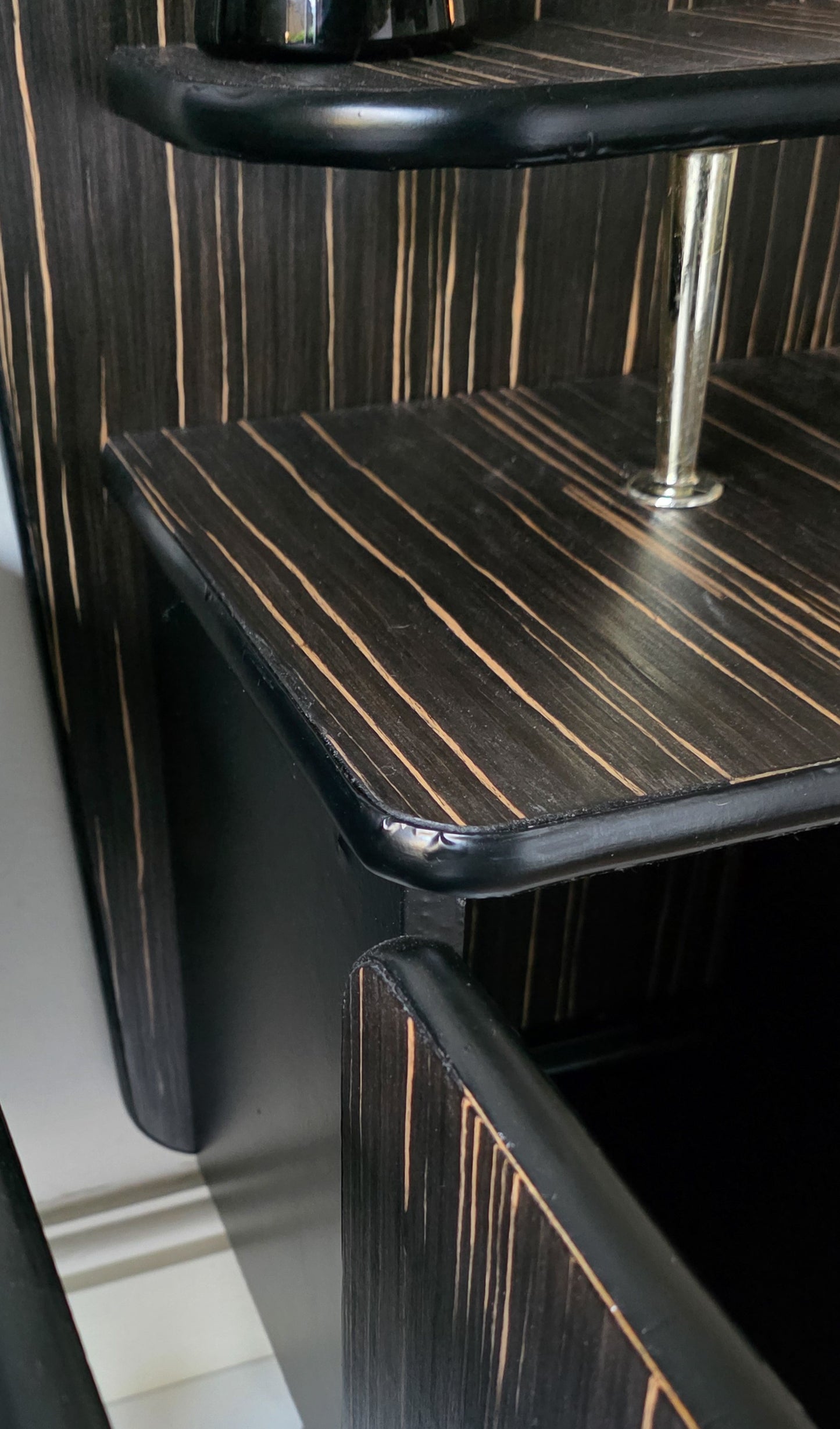 The Pinstripe Pair of Mid Century Veneer Bedside Cabinets