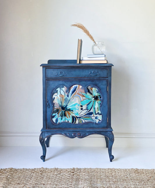 'The Irene' Hand-painted Floral Glass Drinks Cabinet