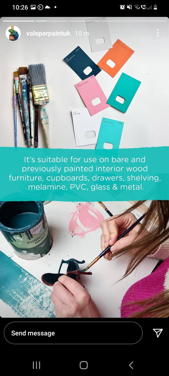 Chloe Kempster furniture upcycler collaboration with Valspar paint for social media content creation