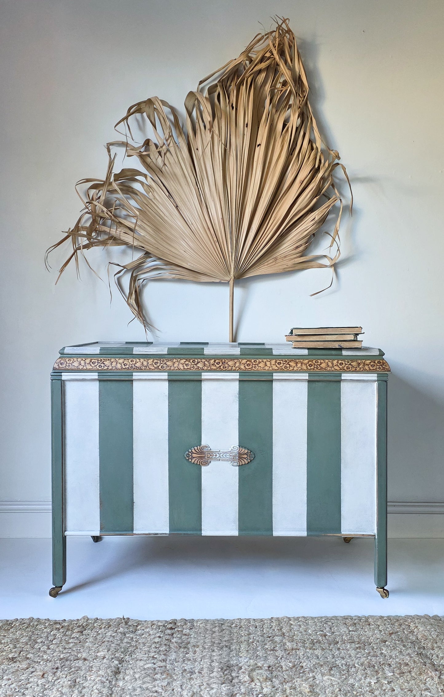 The Cheshire Green Stripe Blanket Box Ottoman
