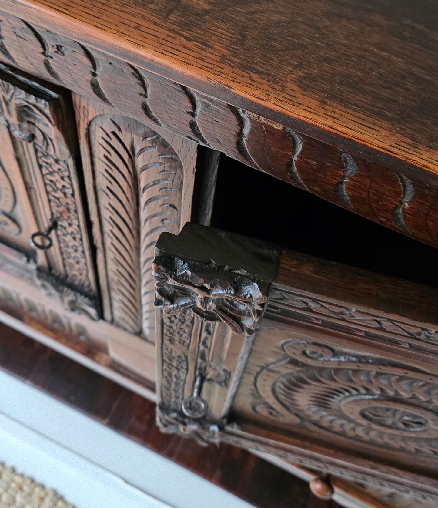 The Glynn Antique Carved Oak Lawyers Court Cabinet