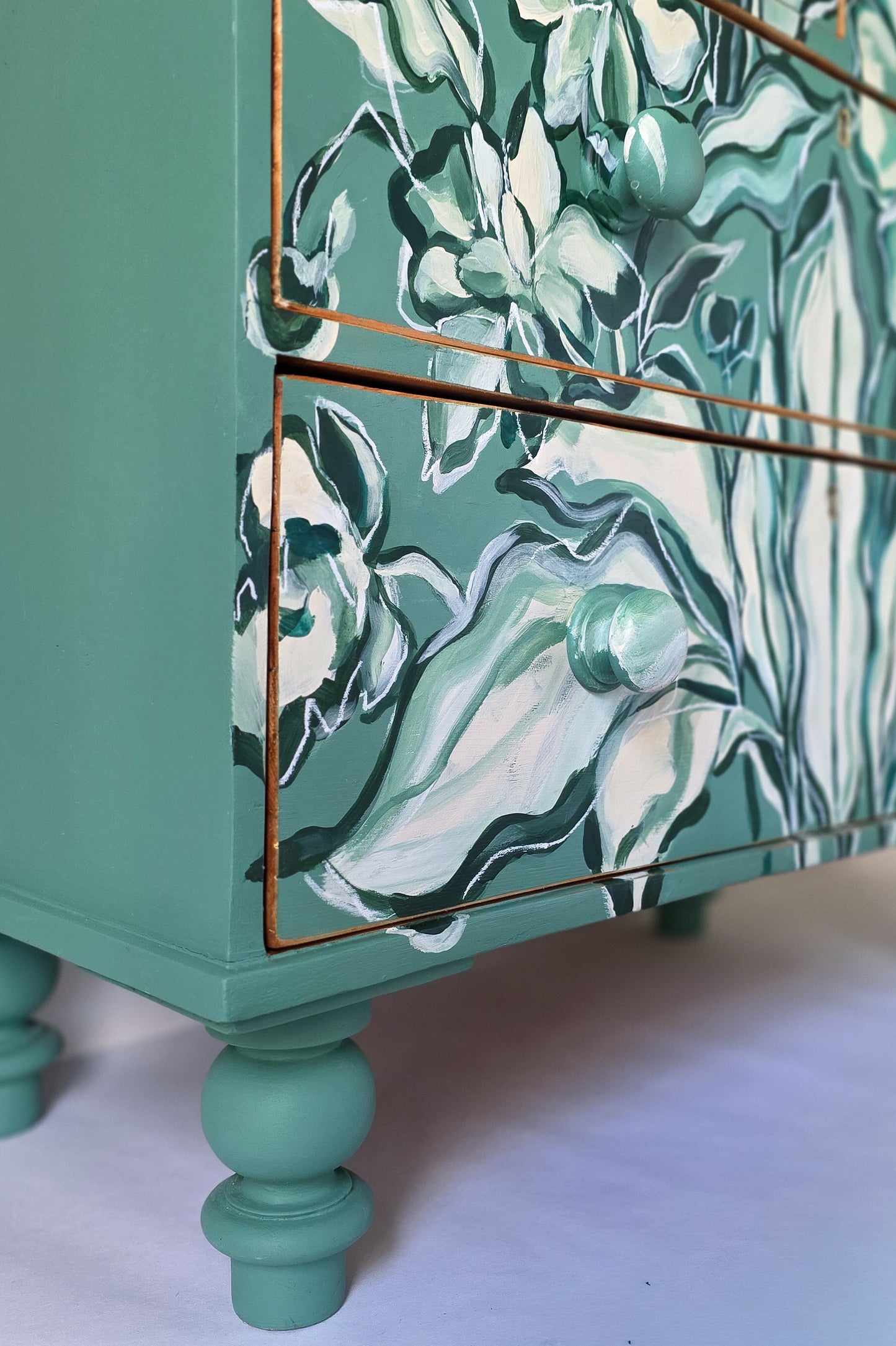 The Flora Hand-painted Floral Folk Painted Chest of Drawers