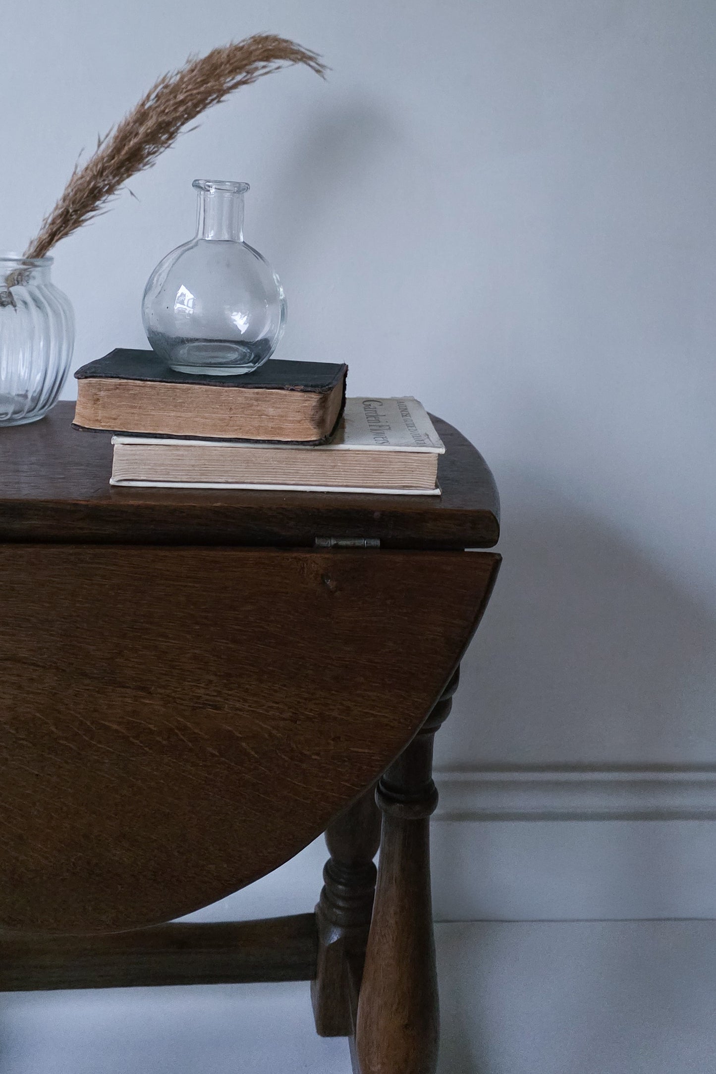 The Joanne Antique Oak Twist & Fold Swivel Side Table