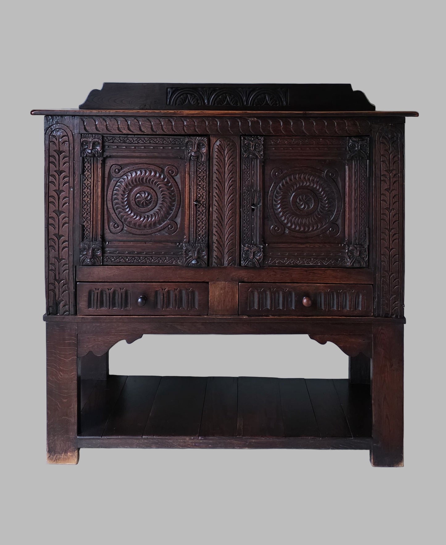 The Glynn Antique Carved Oak Lawyers Court Cabinet