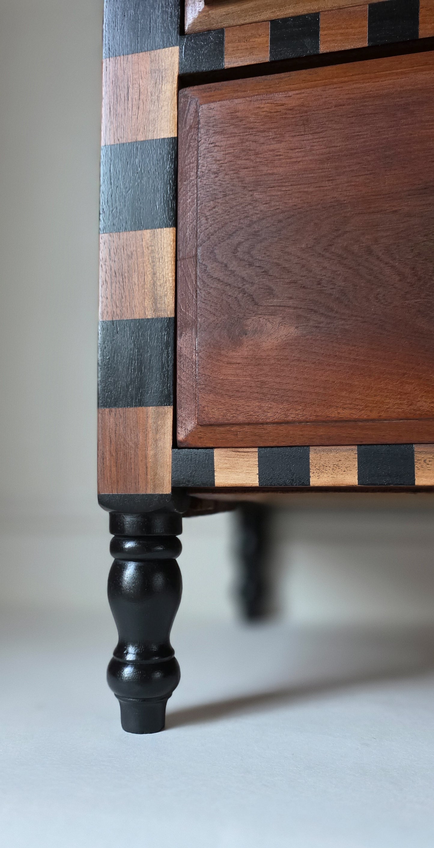 Antique Arts & Crafts Mahogany Drawers with Black Details