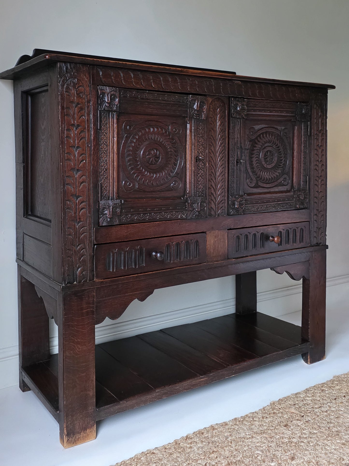 The Glynn Antique Carved Oak Lawyers Court Cabinet