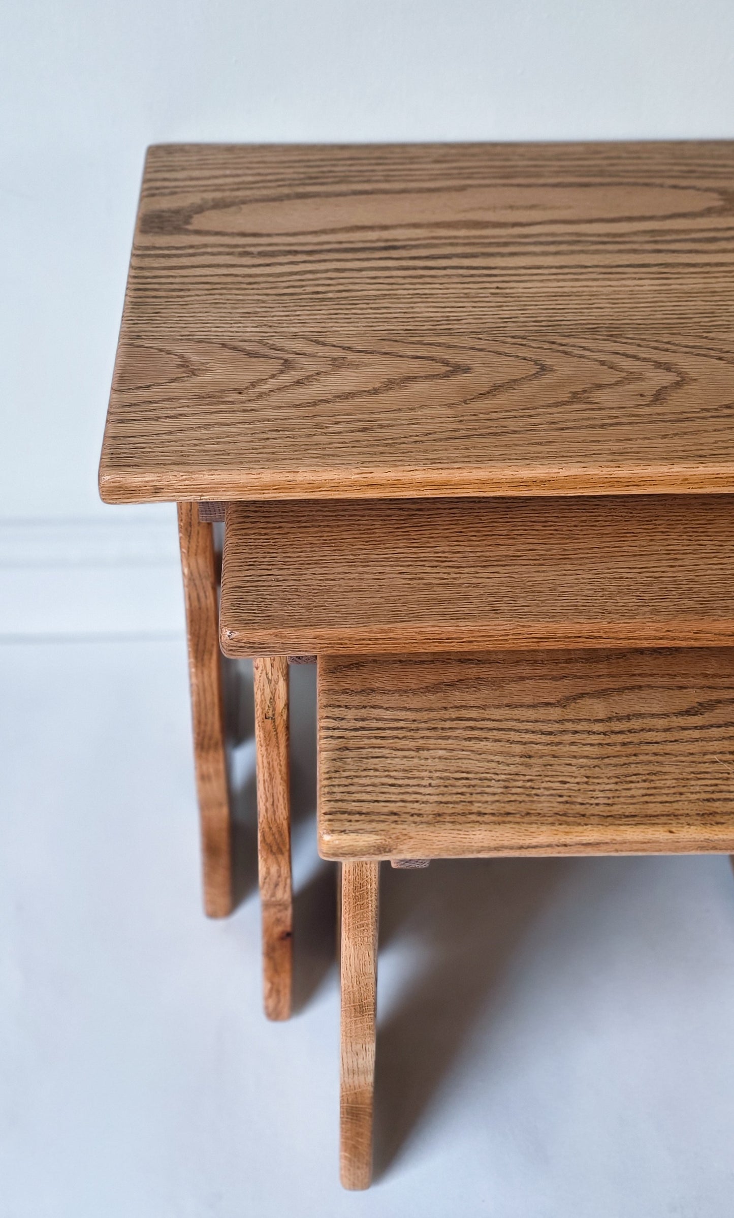 The Nest Set of Three Rustic Oak Coffee Side Tables