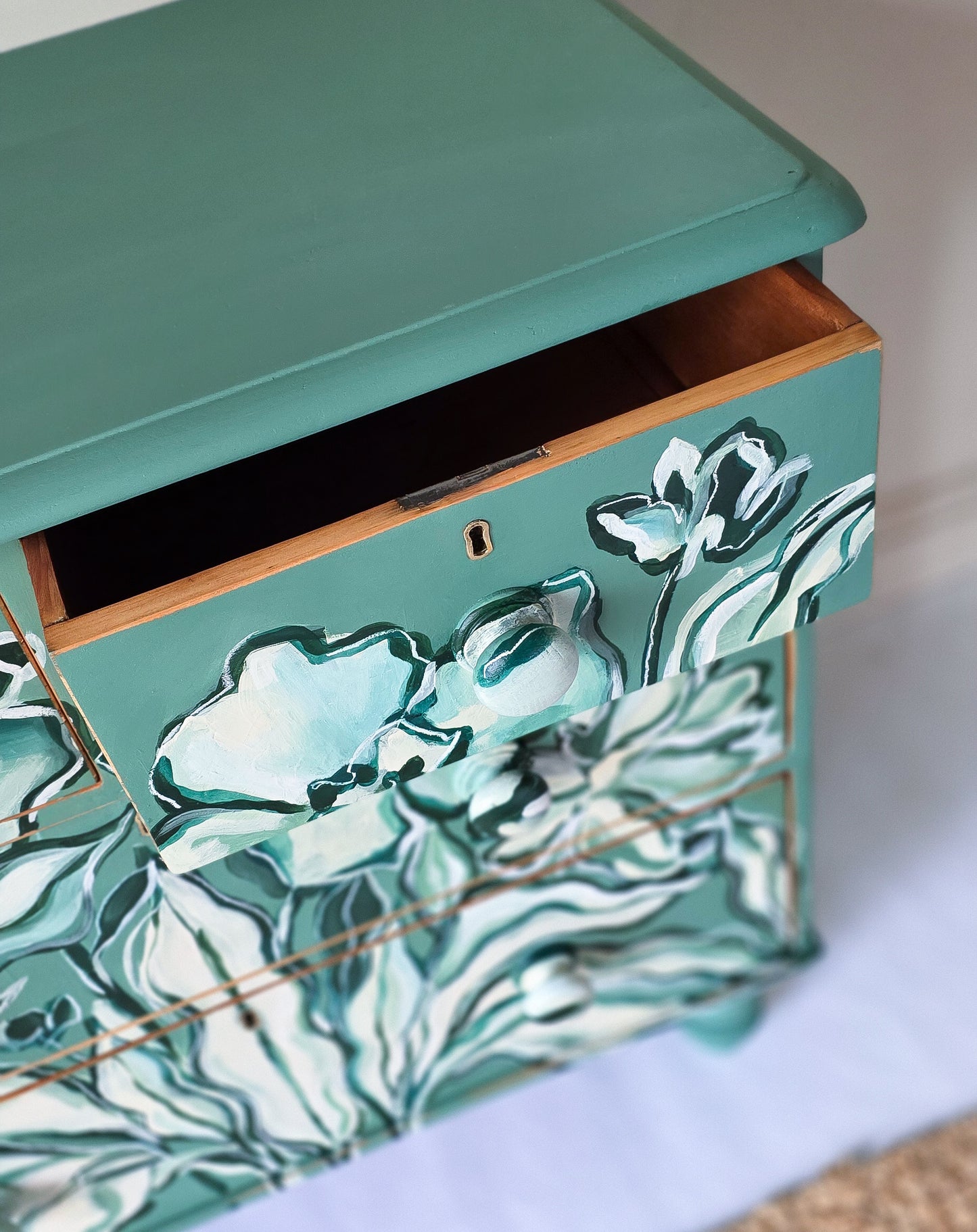 The Flora Hand-painted Floral Folk Painted Chest of Drawers