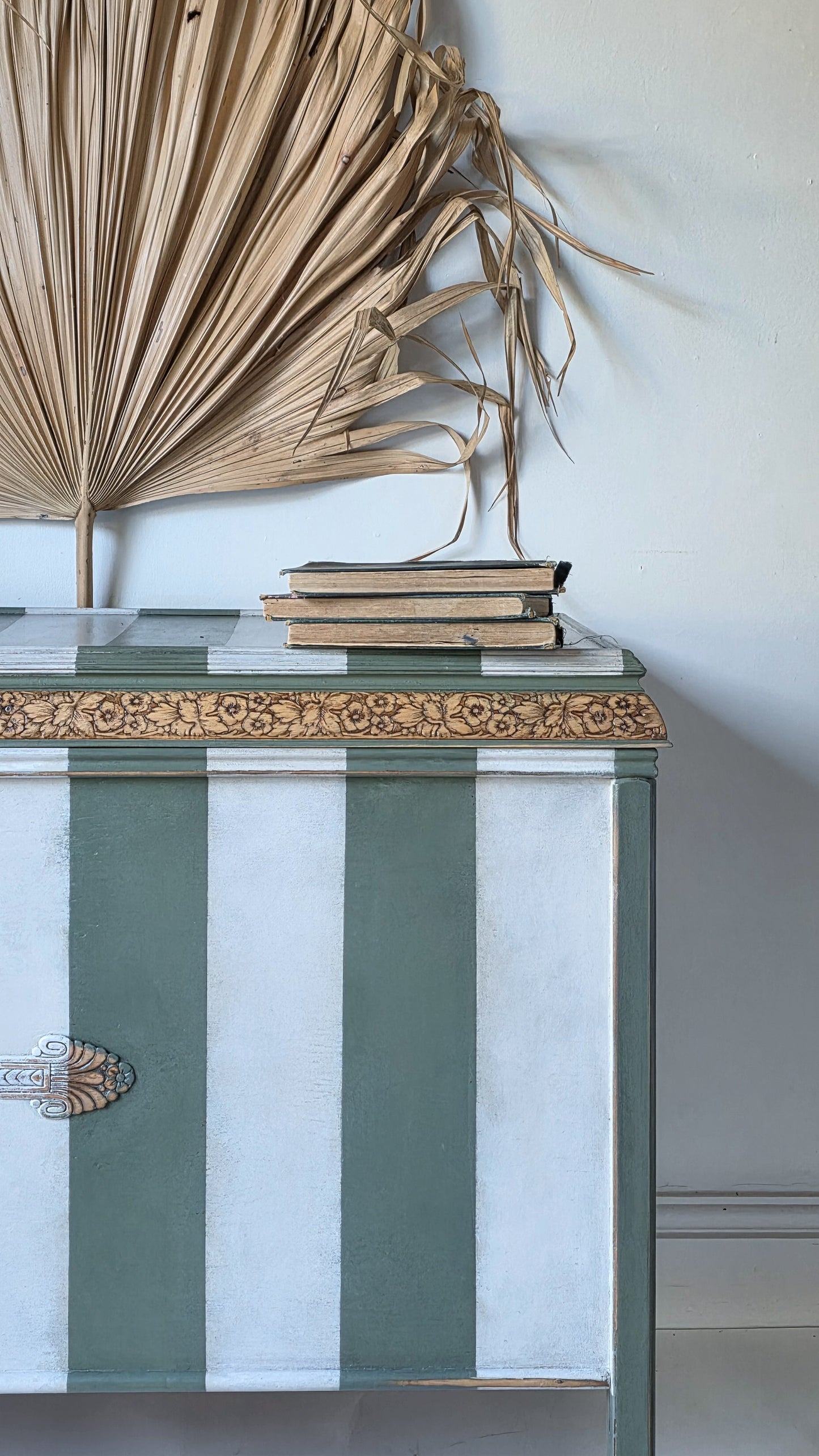 The Cheshire Green Stripe Blanket Box Ottoman