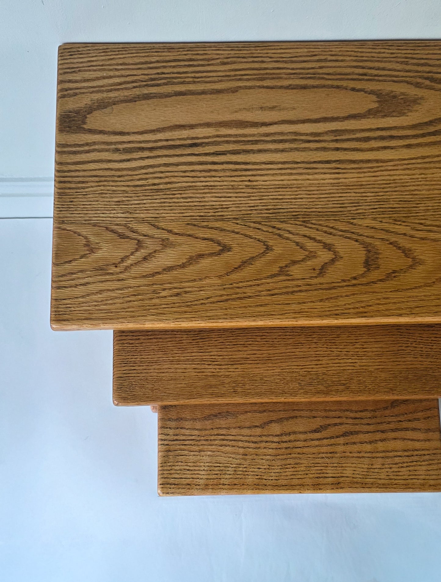 The Nest Set of Three Rustic Oak Coffee Side Tables