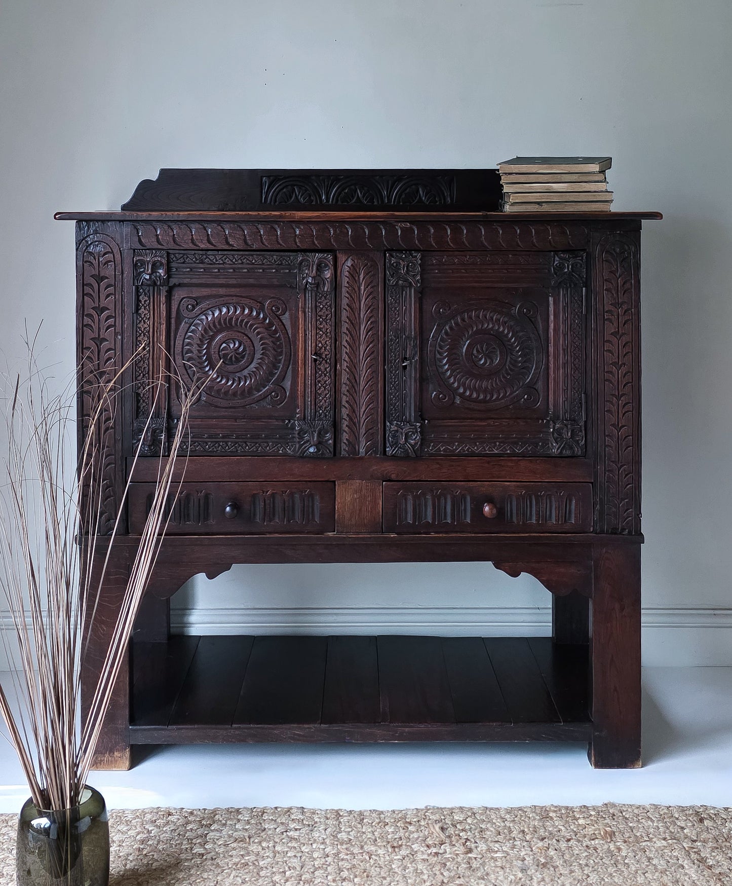 The Glynn Antique Carved Oak Lawyers Court Cabinet