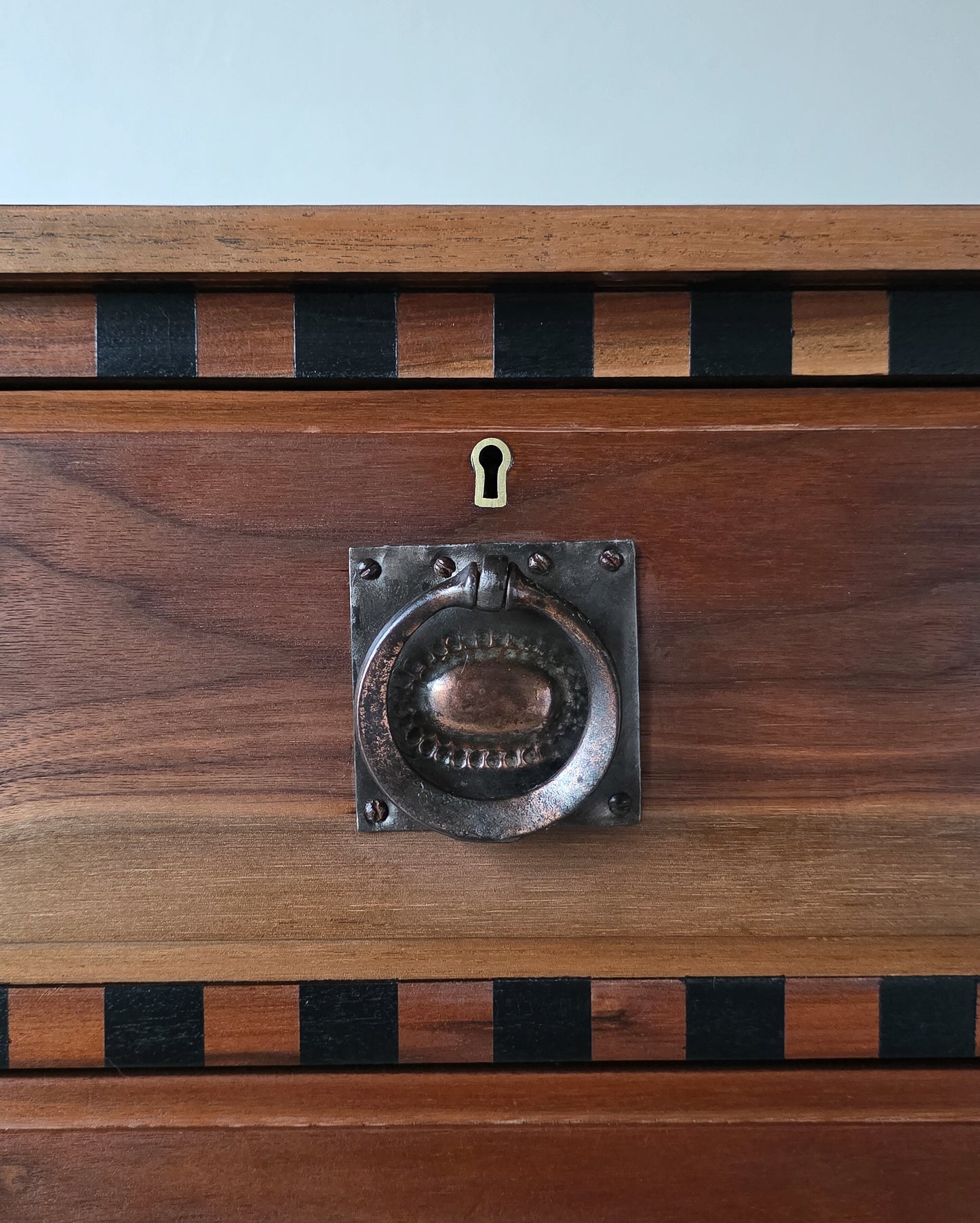 Antique Arts & Crafts Mahogany Drawers with Black Details
