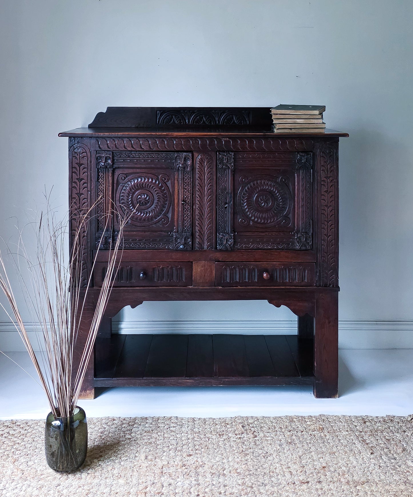 The Glynn Antique Carved Oak Lawyers Court Cabinet