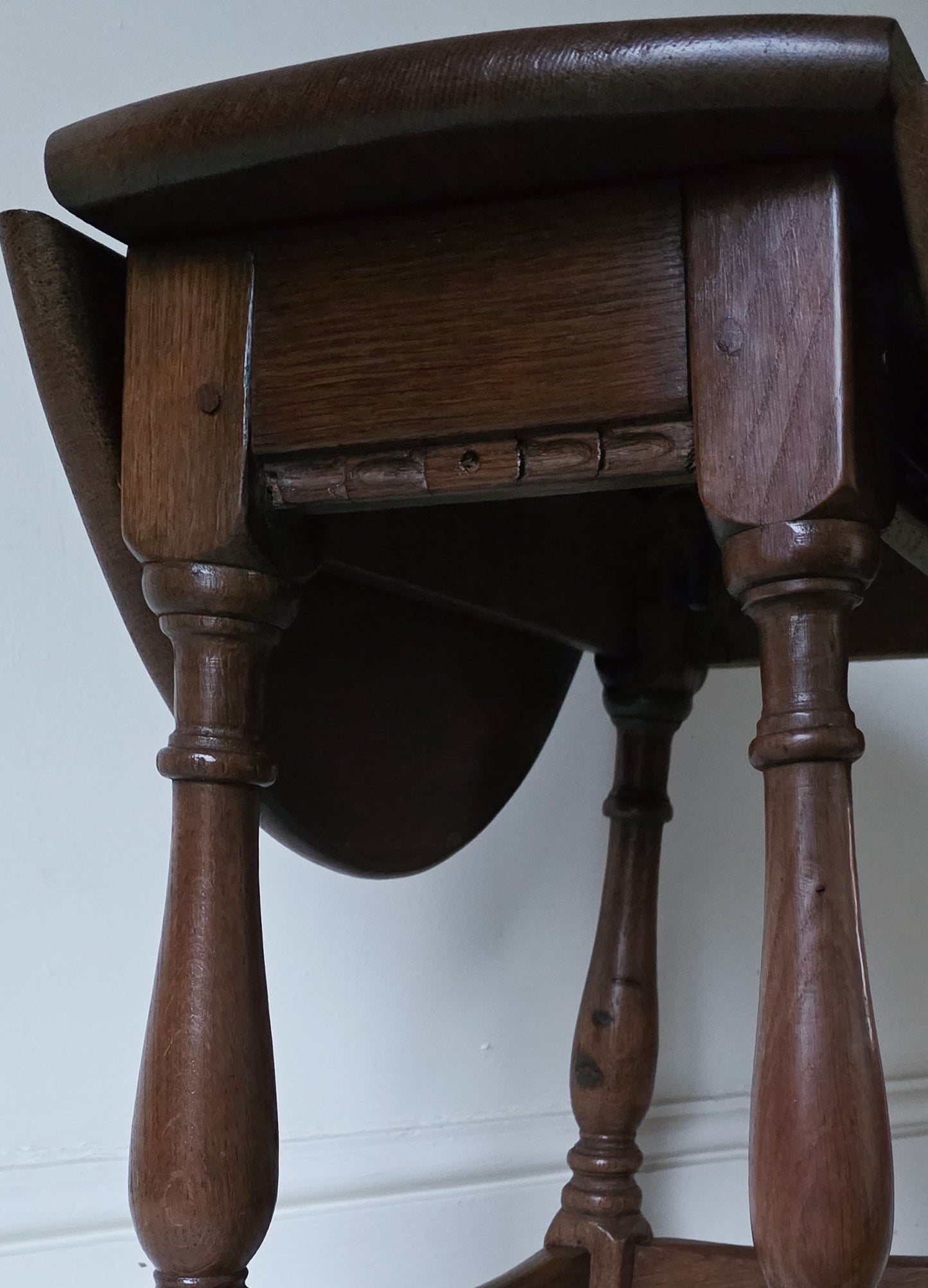 The Joanne Antique Oak Twist & Fold Swivel Side Table