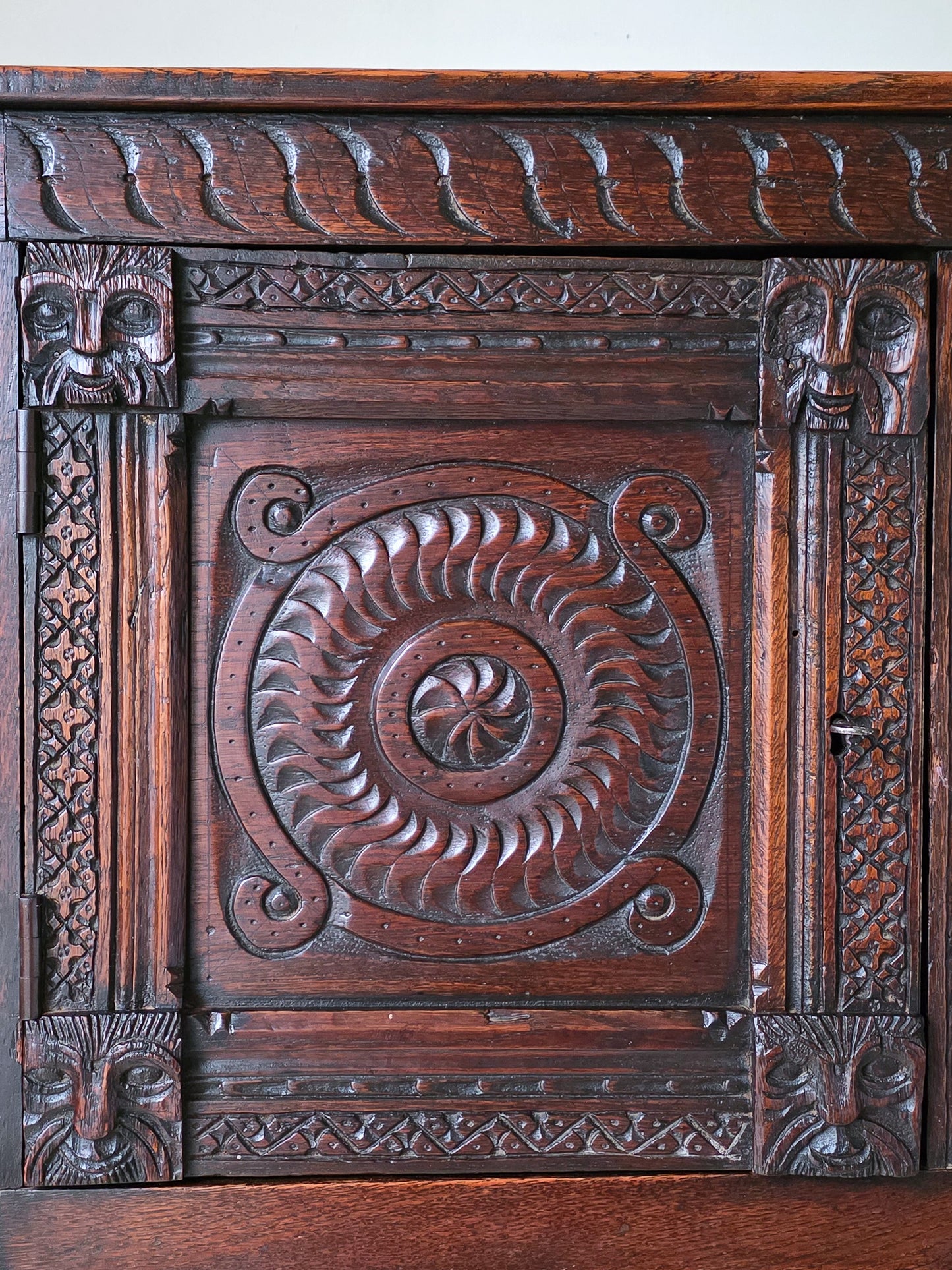 The Glynn Antique Carved Oak Lawyers Court Cabinet