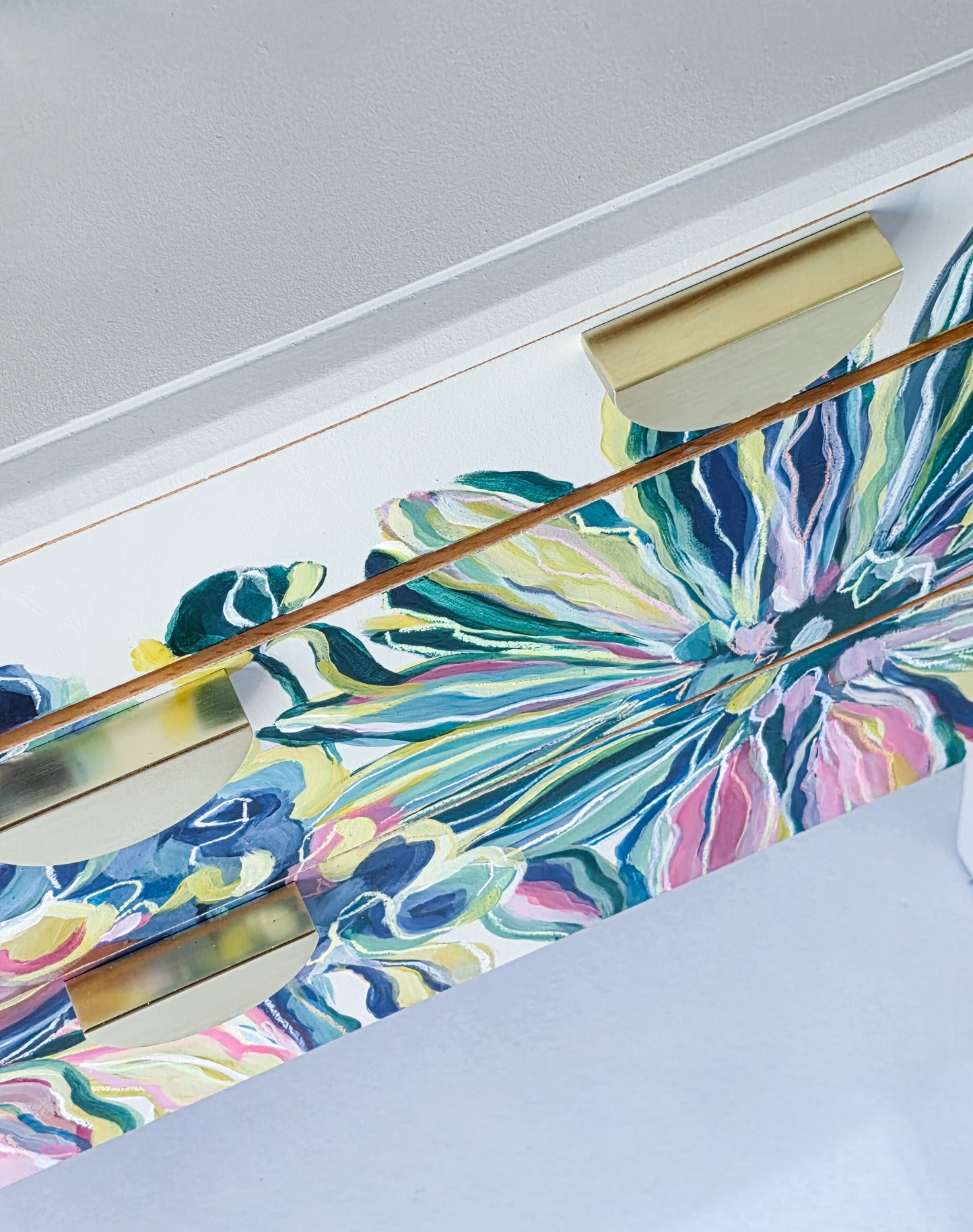 The Eden Hand-painted Floral Mid Century Sideboard