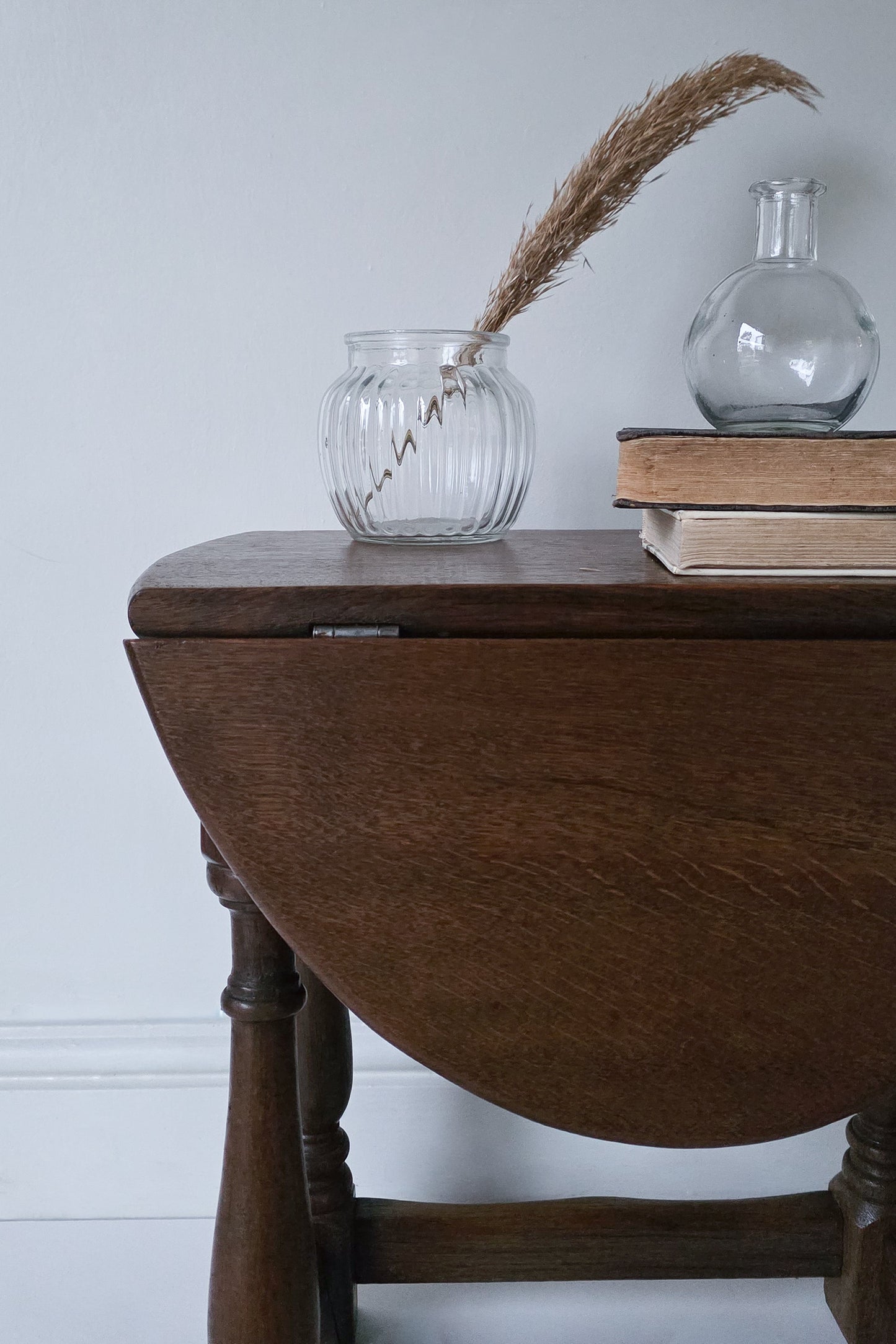 The Joanne Antique Oak Twist & Fold Swivel Side Table