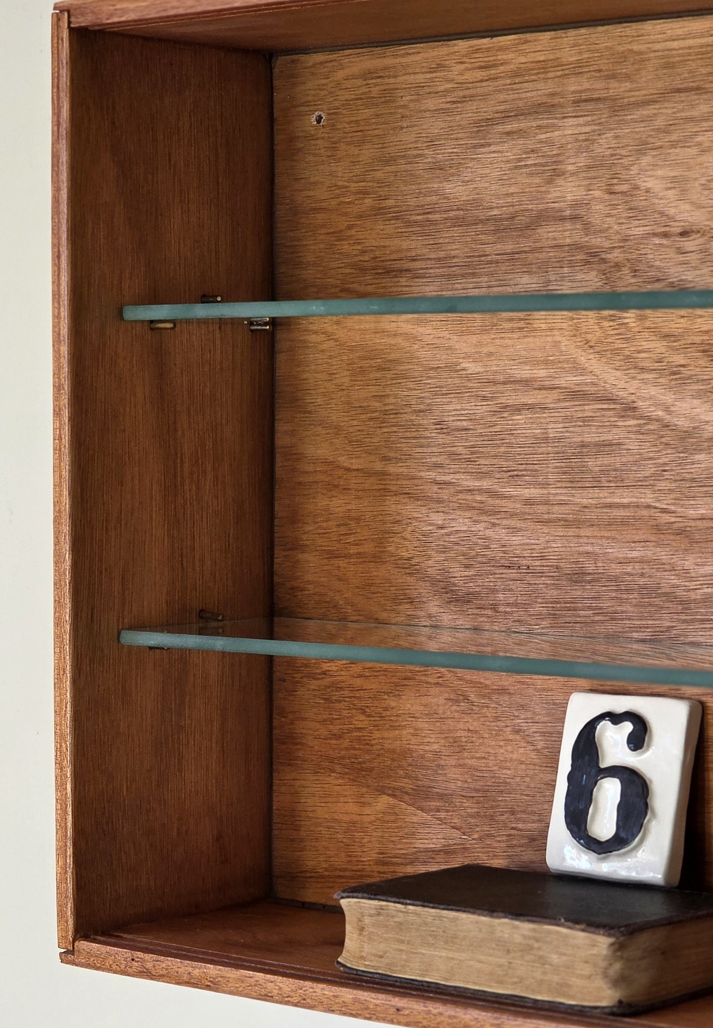 TheJasper Mid Century Reeded Glass Wall Cabinet