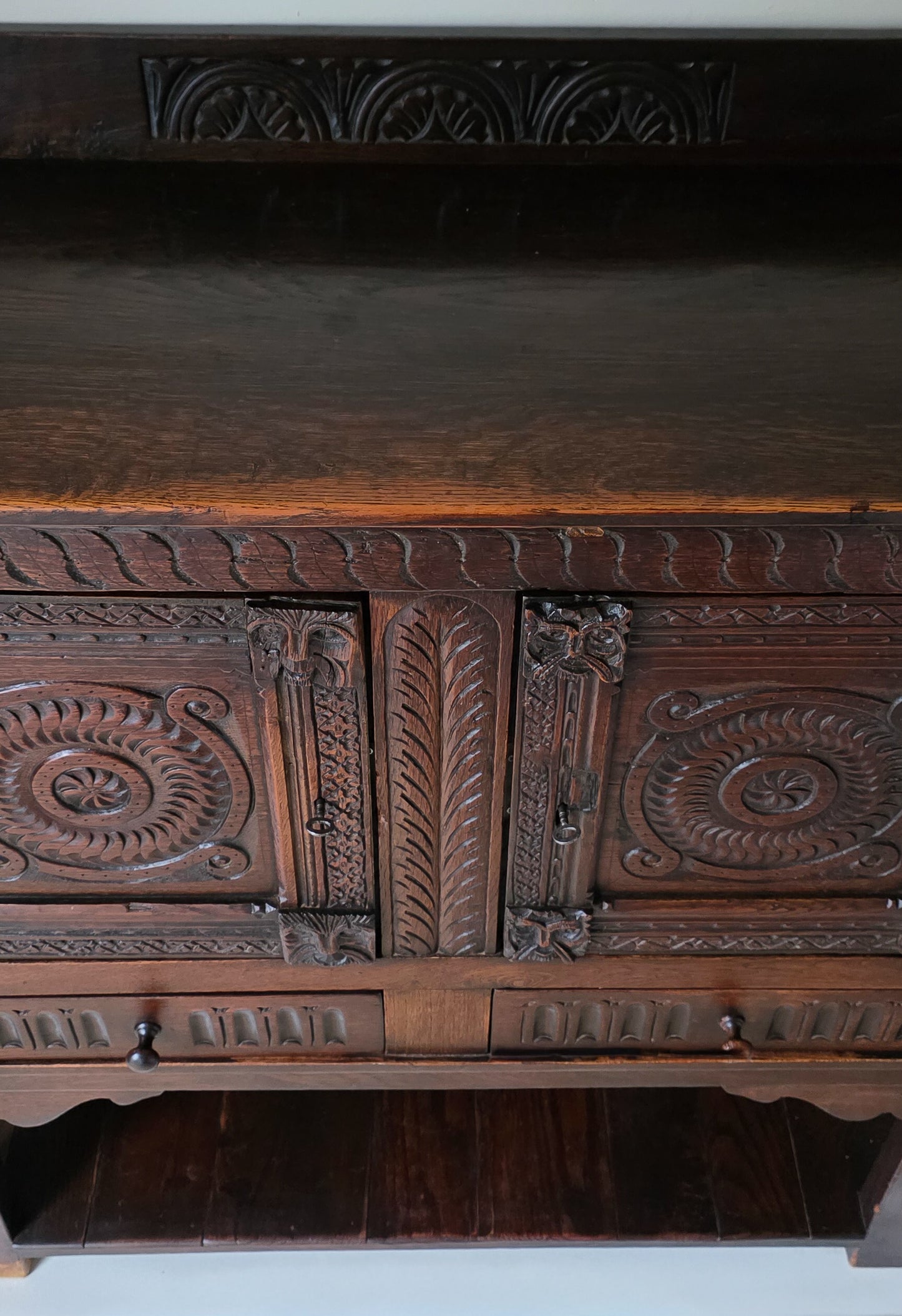 The Glynn Antique Carved Oak Lawyers Court Cabinet