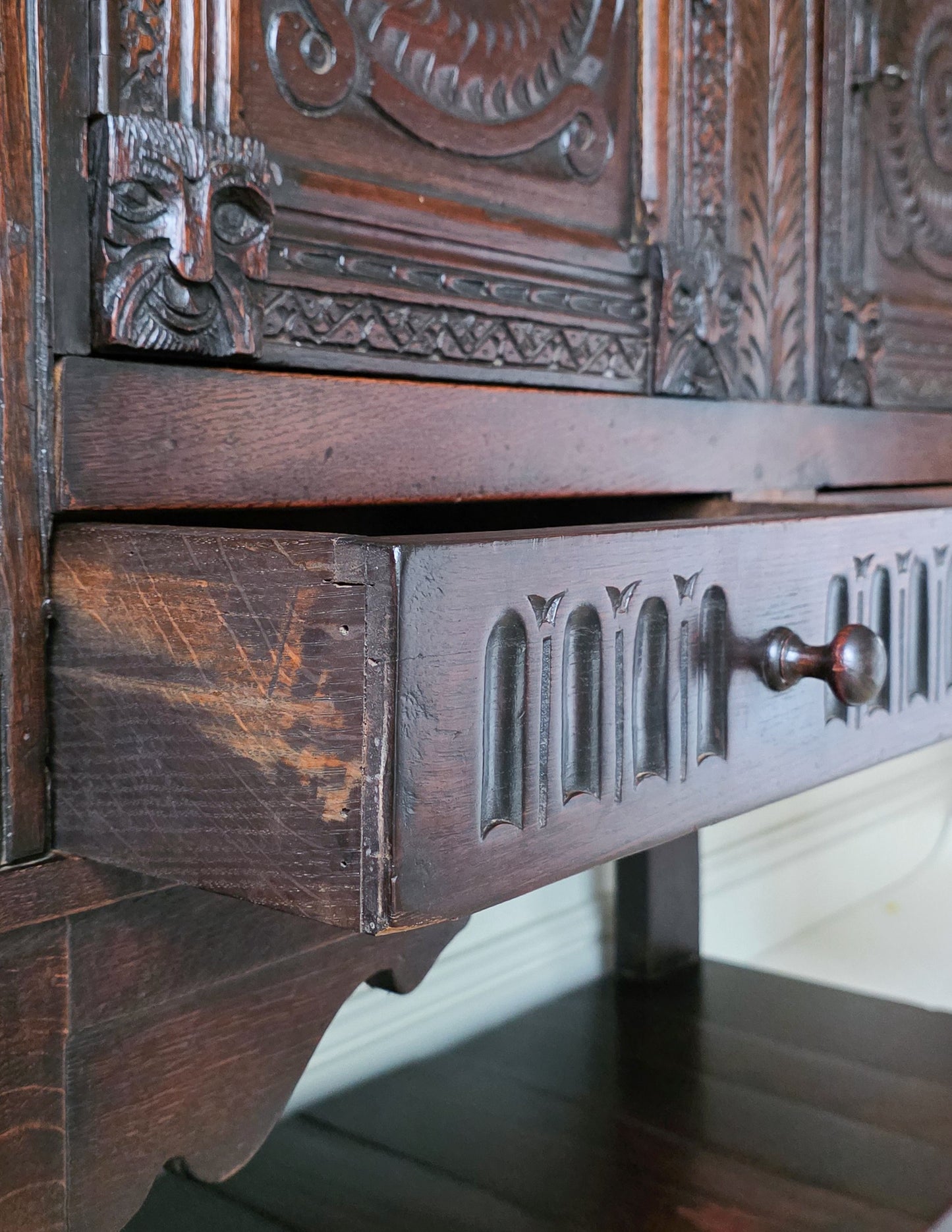 The Glynn Antique Carved Oak Lawyers Court Cabinet