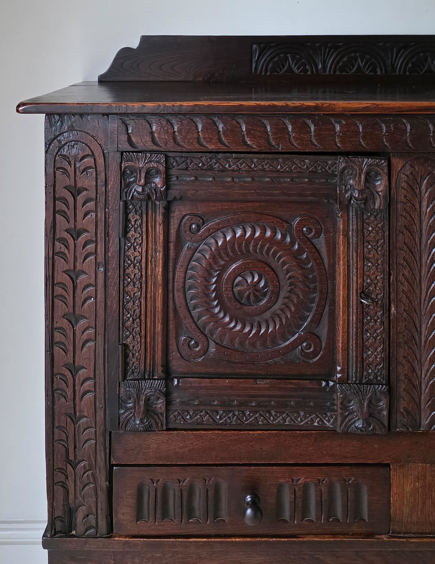 The Glynn Antique Carved Oak Lawyers Court Cabinet
