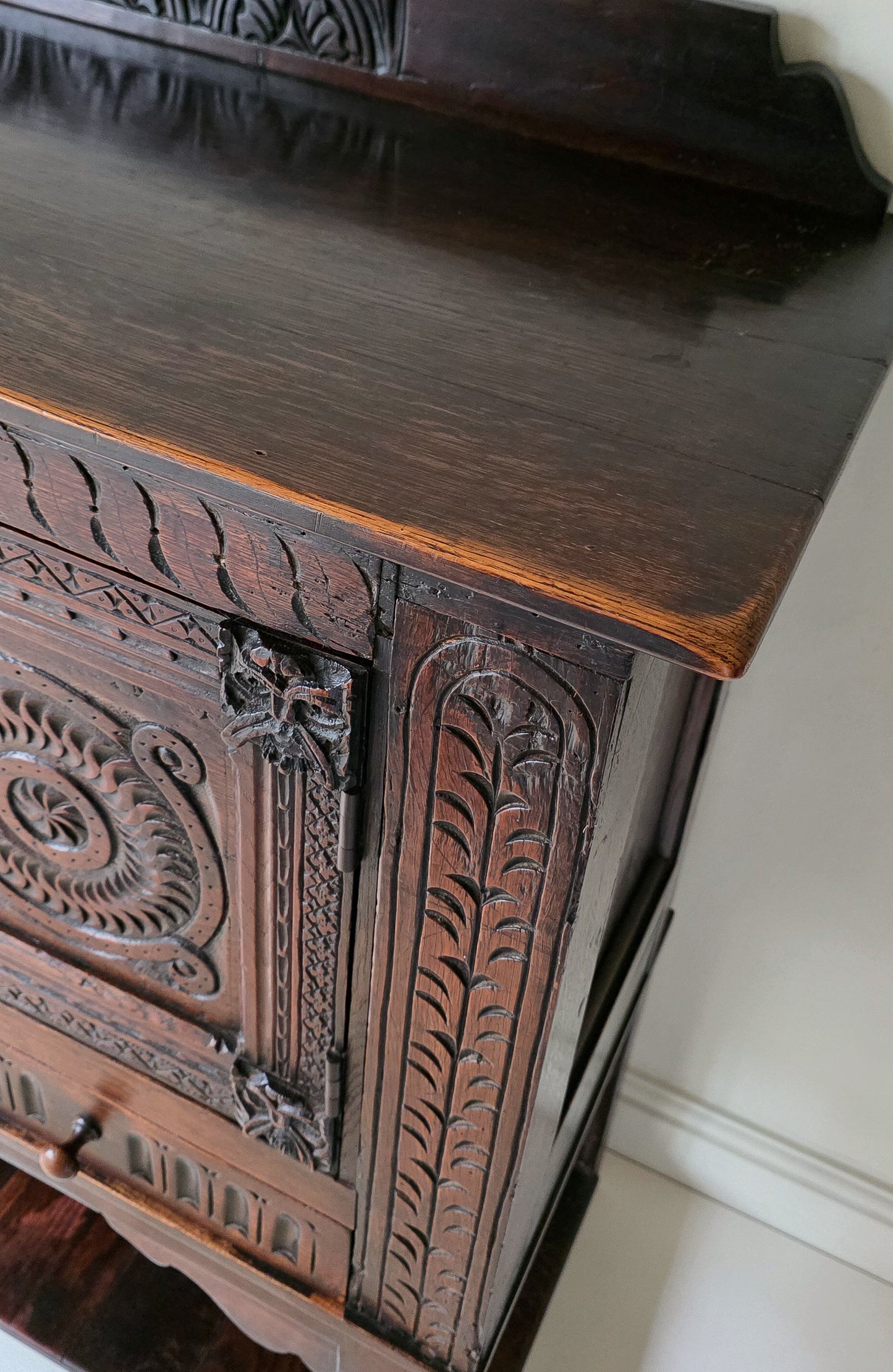 The Glynn Antique Carved Oak Lawyers Court Cabinet