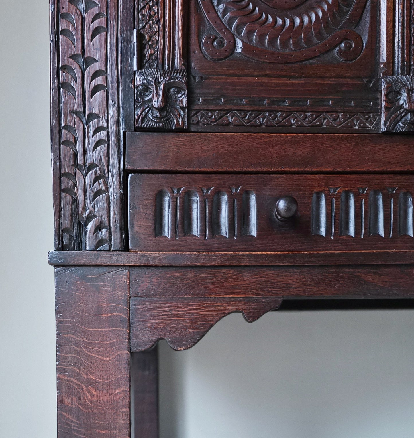 The Glynn Antique Carved Oak Lawyers Court Cabinet