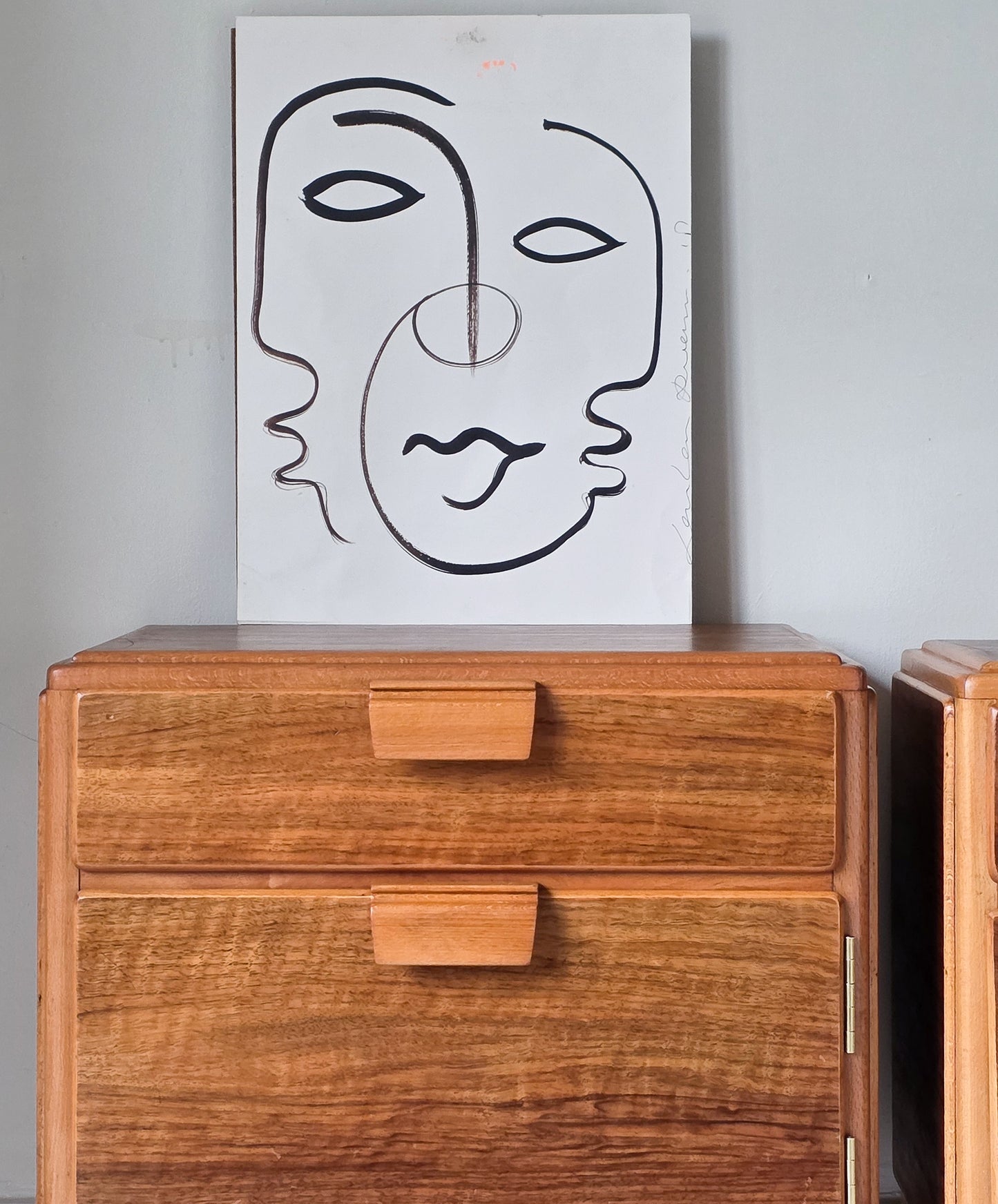 The Loughborough Pair of Mid Century Walnut Veneer & Teak Bedside Cabinets
