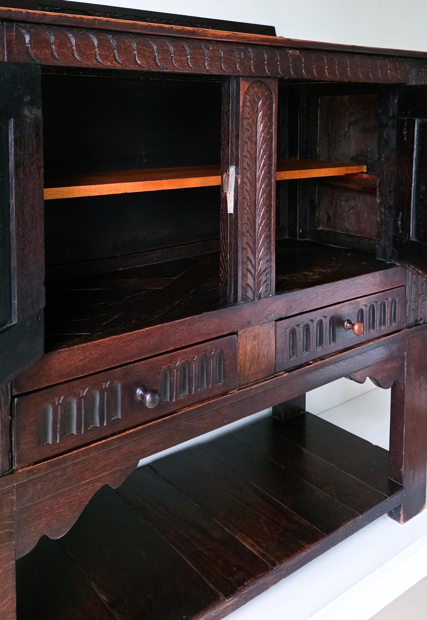 The Glynn Antique Carved Oak Lawyers Court Cabinet