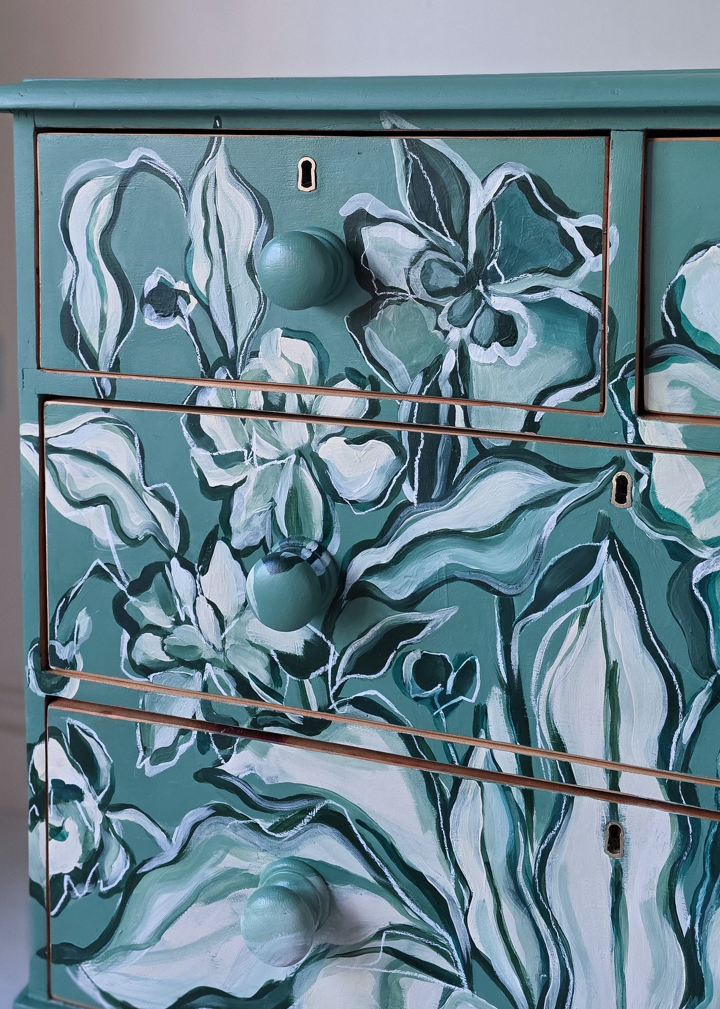 The Flora Hand-painted Floral Folk Painted Chest of Drawers