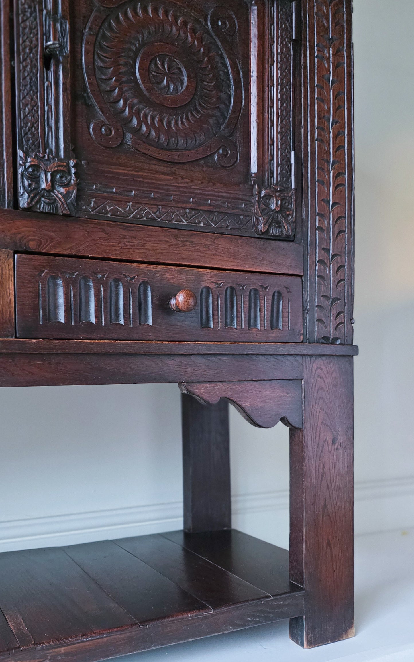 The Glynn Antique Carved Oak Lawyers Court Cabinet