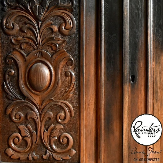 Edwardian Mahogany carved Sideboard with black ombre paint effect.