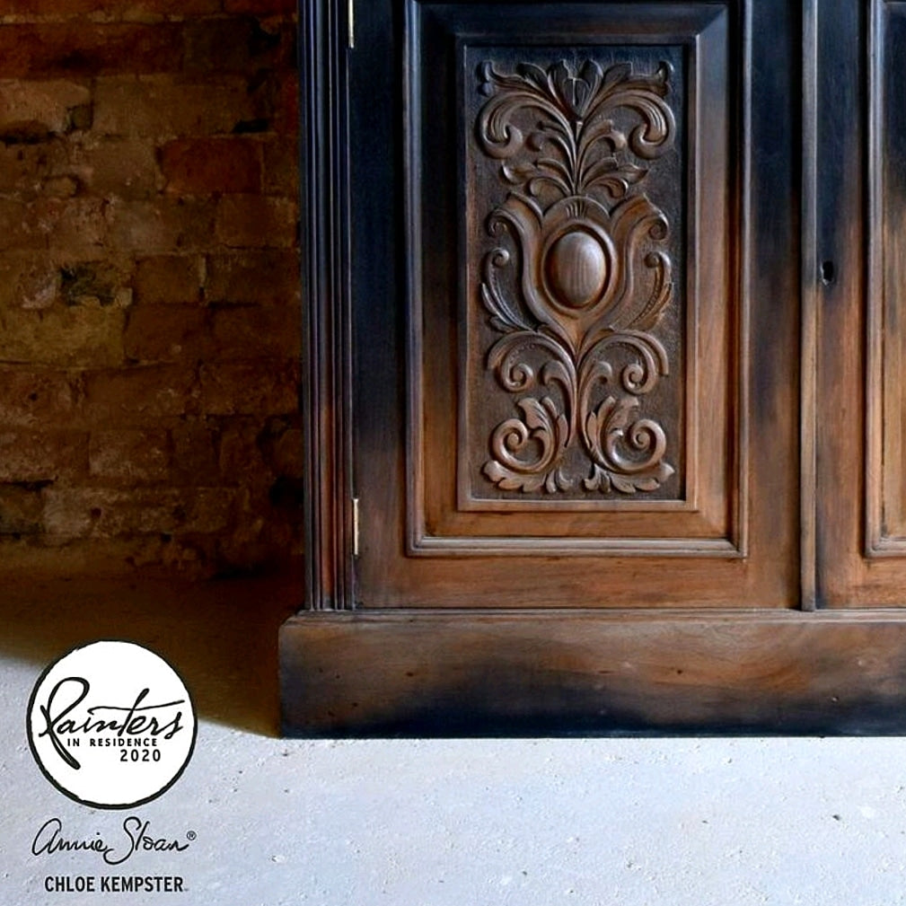 Edwardian Mahogany carved Sideboard with black ombre paint effect.