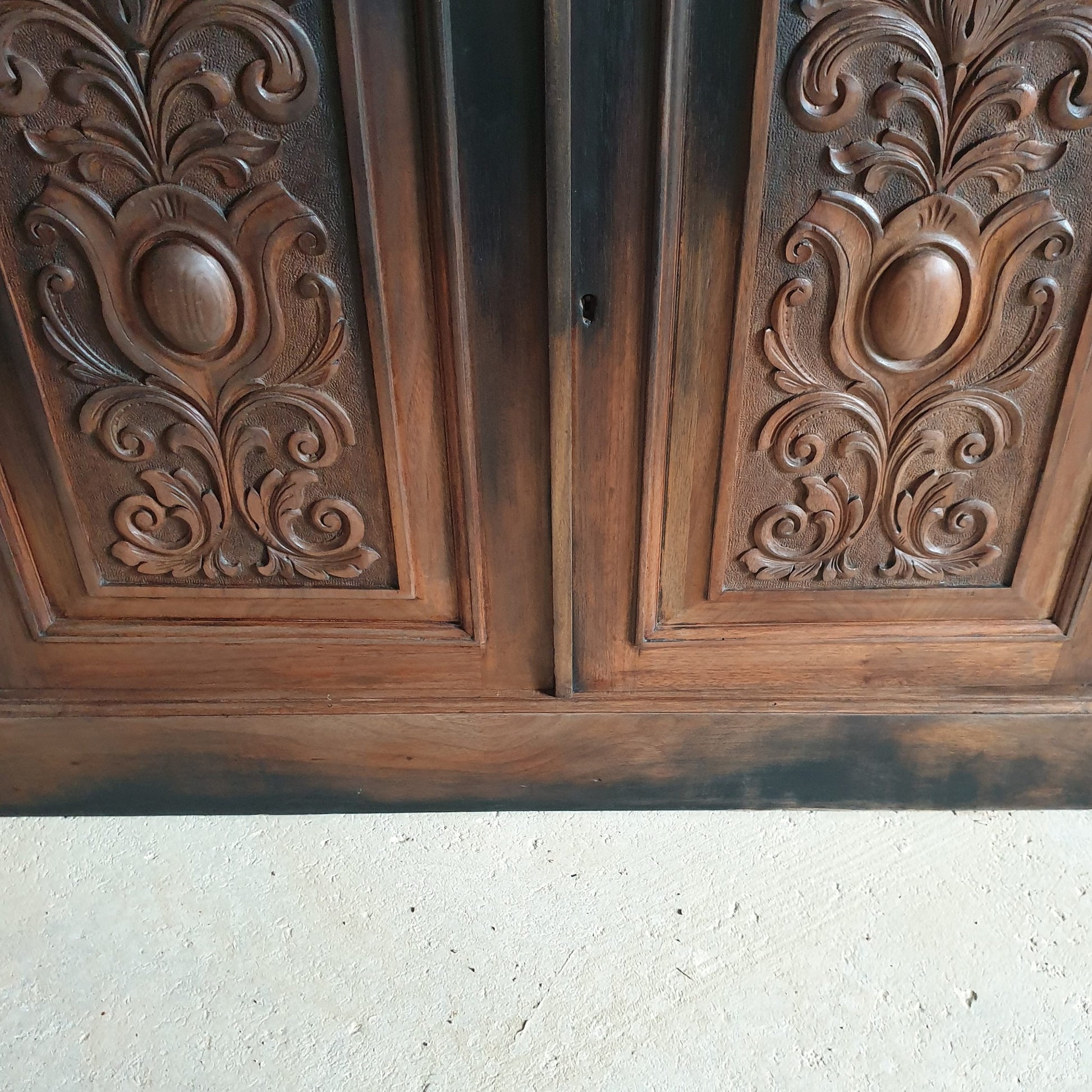 Edwardian Mahogany carved Sideboard with black ombre paint effect.