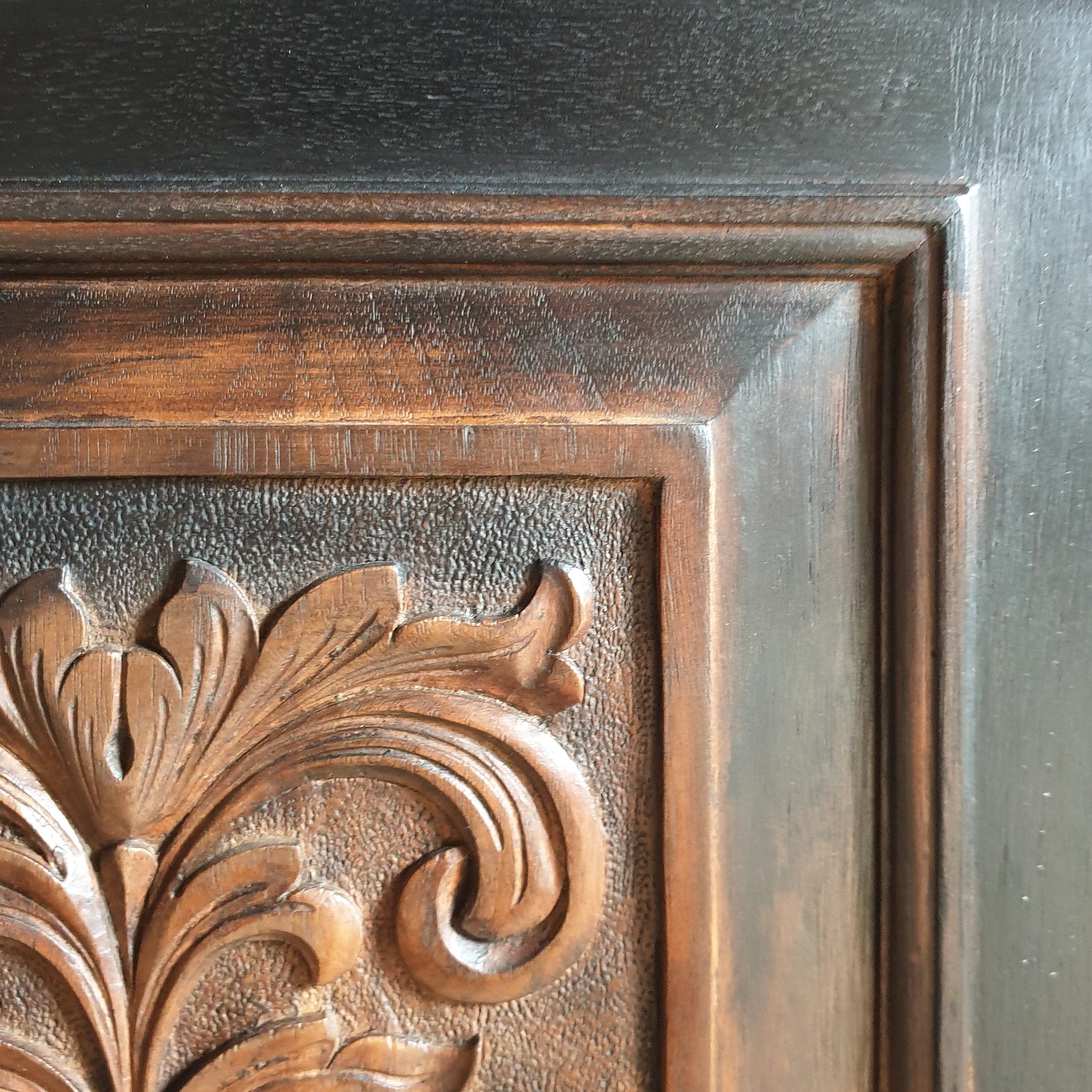 Edwardian Mahogany carved Sideboard with black ombre paint effect.